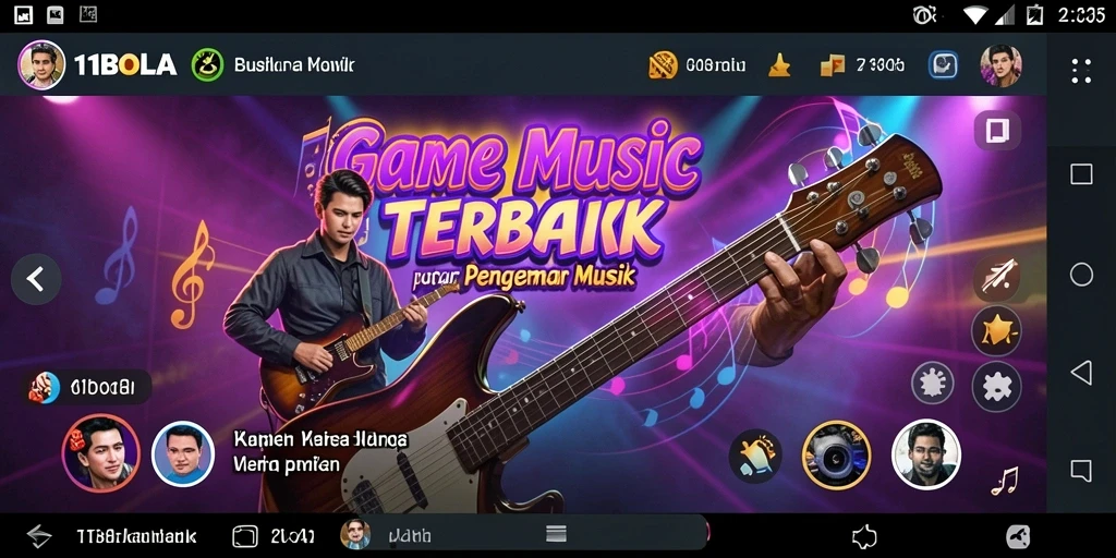 Tangkapan layar utama 11BOLA menampilkan gameplay musik yang seru.