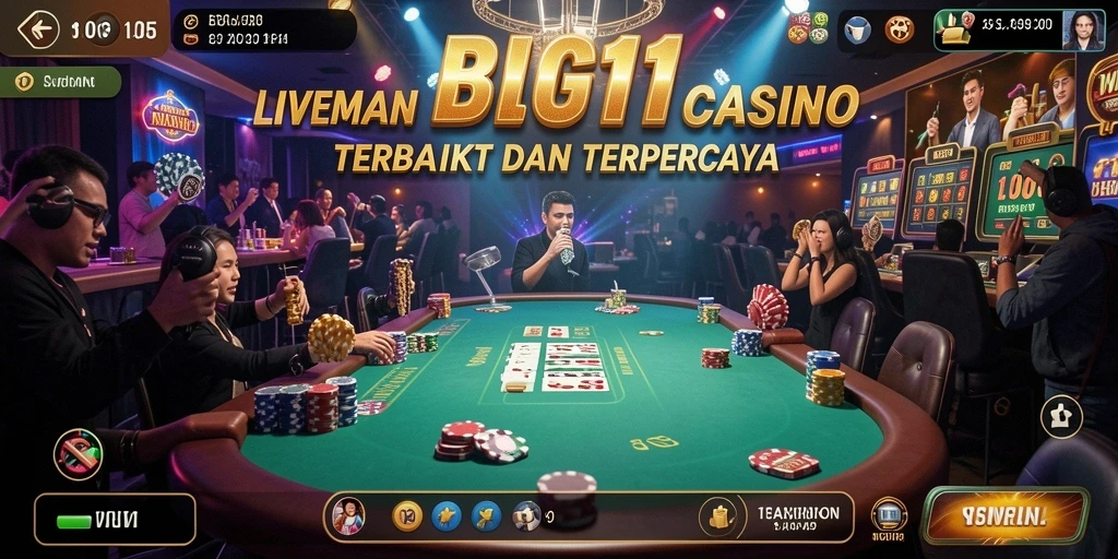 Tampilan gameplay menegangkan dengan dealer profesional di BIG11.