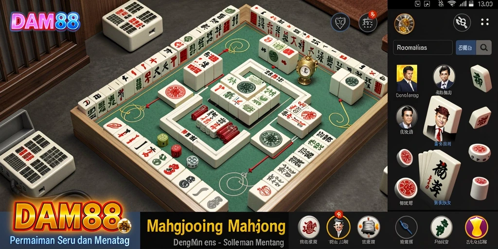 Tampilan gameplay Mahjong yang menarik di DAM88.