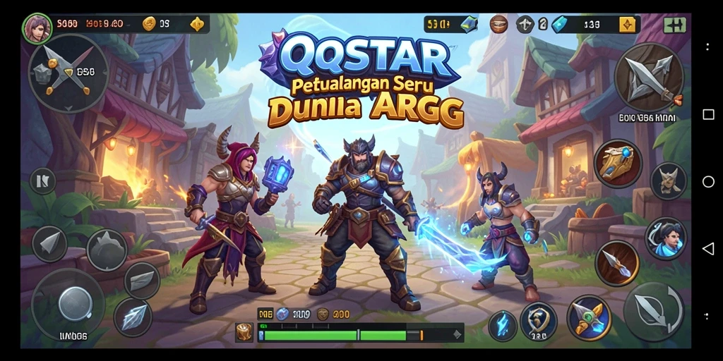 Screenshot gameplay <strong>QQSTAR</strong> yang menunjukkan aksi pertarungan yang mendebarkan di dunia fantasi.
