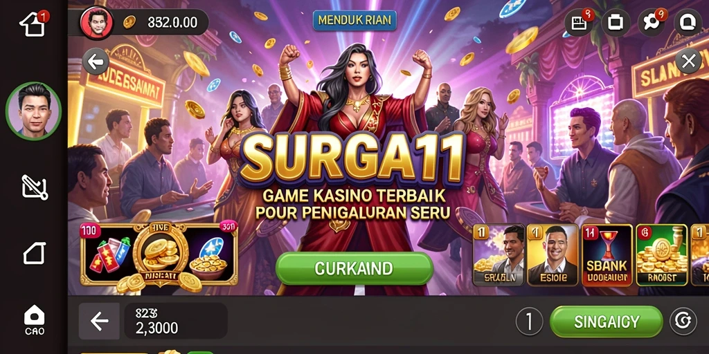 Tampilan menarik gameplay SURGA11 dengan suasana Kasino yang mendebarkan.