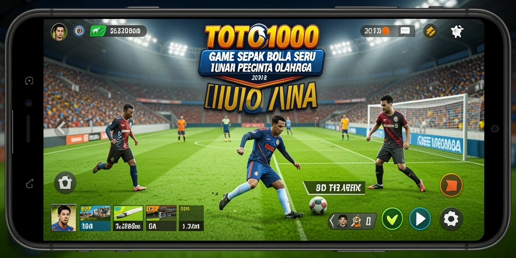 Tampilan gameplay seru TOTO1000 dengan aksi sepak bola yang mendebarkan.