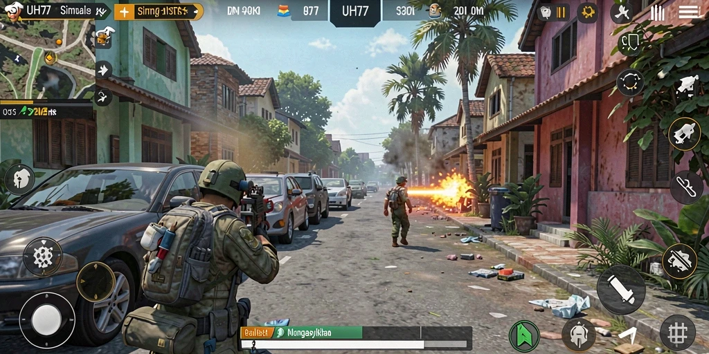 Tampilan gameplay UH77 yang menarik dan dinamis.