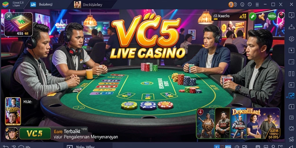 Screenshot VC5 menampilkan dealer yang berinteraksi dengan pemain secara langsung.
