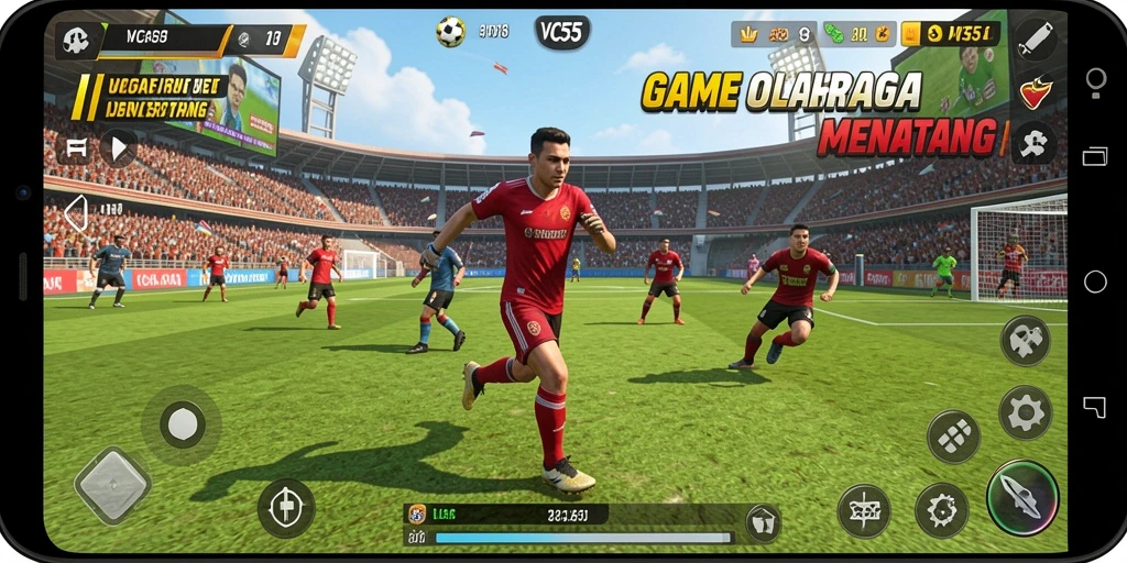 Screenshot VC55 menampilkan aksi olahraga yang seru dan mendebarkan.